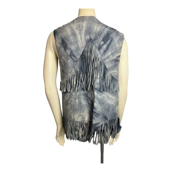 What goes Around Comes Around Goat Leather Fringed Vest Festival Boho Hippie M - Picture 4 of 12